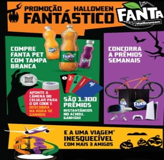 Participe da promoção Fanta Halloween 2023 concorra à diversos prêmios, aprenda a participar e se cadastrar.