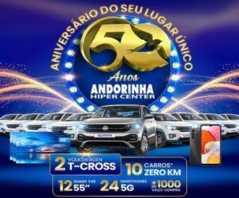 O Supermercado Andorinha está completando meio século de história e prosperidade, e para agradecer aos clientes por essa jornada incrível, lançou a espetacular Promoção Aniversário 50 anos. A oportunidade de ganhar prêmios incríveis, como carros, Smart TVs e smartphones, é estendida a todos os clientes, sem a necessidade de efetuar compras.