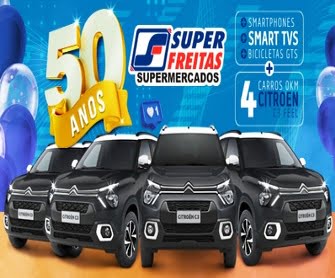 Participe da Promoção Super Freitas Aniversário 50 Anos e concorra a R$ 294.000 Mil Reais em prêmios incríveis! A celebração dos 50 anos do Supermercado Super Freitas traz a chance de ganhar desde celulares e TVs a automóveis. Com sorteios estrategicamente programados até agosto de 2024, essa promoção oferece múltiplas oportunidades de se tornar um dos 16 felizardos premiados. Acumule seus cupons a cada R$ 80,00 em compras, leia atentamente o regulamento e faça parte dessa festa de aniversário cheia de prêmios. Não fique de fora e participe agora! ðð #SuperFreitasAniversario #Promocao50Anos #ConcorraAPremios