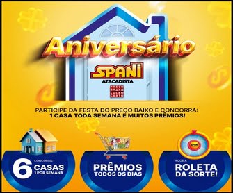 Participe da Promoção Aniversário Spani Atacadista 2024 e concorra a prêmios imperdíveis! Com sorteios de casas, prêmios diários e oportunidades instantâneas na roleta da sorte, esta é a sua chance de ganhar grandes recompensas enquanto celebra conosco.