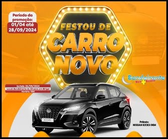 Participe da Promoção Festou De Carro Novo do Supermercado Bandeirante e concorra a um Nissan Kicks 0km! Suas compras nos Supermercados Bandeirante em Birigui e Buritama podem garantir sua participação nesta emocionante promoção. Saiba como entrar na disputa e torça para ser o grande ganhador deste prêmio incrível.