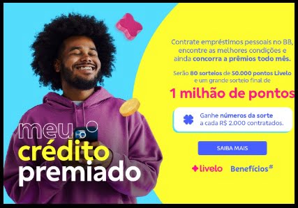 Transforme seu crédito em prêmios com a Promoção Banco do Brasil 2024 Meu Crédito Premiado! Concorra a Pontos Livelo incríveis ao contratar operações de crédito pessoal. Saiba como participar e ganhar números da sorte para concorrer aos prêmios dos sonhos!