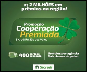 A Sicredi Região dos Vales tem o prazer de lançar a Promoção Cooperação Premiada, uma oportunidade emocionante para recompensar a fidelidade e o engajamento dos associados. Com prêmios que ultrapassam os 2 milhões de reais e 404 cartões presente em jogo, esta promoção promete transformar sua parceria com a cooperativa em benefícios tangíveis. Descubra agora como participar, os prêmios disponíveis e todos os detalhes importantes para não perder essa chance única!