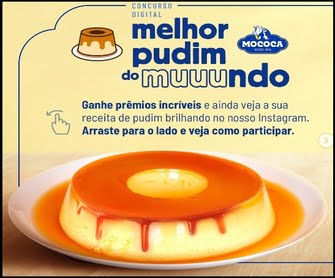 Participe da Promoção Mococa Melhor Pudim do Mundo e tenha a chance de ganhar prêmios incríveis enquanto mostra suas habilidades culinárias! Compartilhe sua receita de pudim no Instagram e concorra a um cartão de débito de R$1.000,00 e um Kit Mococa Gourmet. Não perca essa oportunidade deliciosa!