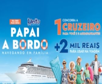 Se você está em busca de uma oportunidade para desfrutar de momentos especiais com sua família e ainda concorrer a prêmios incríveis, a Promoção Delta Supermercado Papai a Bordo é a sua chance! Prepare-se para concorrer a uma viagem de cruzeiro pela costa brasileira, acompanhado por três acompanhantes, além de receber um cartão de crédito pré-pago de R$ 2.000,00 para desfrutar de toda a diversão a bordo. Não deixe essa chance escapar e participe agora mesmo!