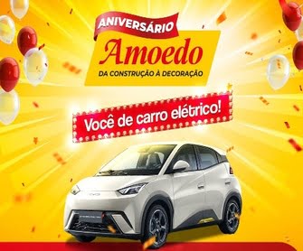 A Amoedo Construção e Decoração está celebrando seu aniversário de forma grandiosa e você pode fazer parte desta festa! Imagine-se ao volante de um carro elétrico BYD Dolphin Mini 0km, que além de ser econômico, é uma escolha sustentável para o futuro. Esta é sua chance de ganhar um carro moderno enquanto colabora com a preservação ambiental.