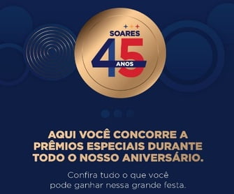 Durante os meses de julho e agosto de 2024, o Soares Atacado está comemorando seu 45º aniversário com uma promoção incrível que vai transformar suas compras em prêmios fantásticos! A cada compra realizada, você participa de sorteios semanais e acumula pontos para concorrer a super prêmios no final da campanha. Não perca essa oportunidade única de ganhar prêmios incríveis enquanto faz suas compras.