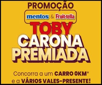 Participe da Promoção Mentos Fruit-Tella Toby Carona Premiada e concorra a prêmios incríveis! Compre seus produtos favoritos das linhas Mentos e Fruit-Tella, cadastre-se no aplicativo Juntos+, e tenha a chance de ganhar vales-presente de R$300 semanalmente e um grande prêmio de R$75.000 em barras de ouro. Saiba como participar e aumente suas chances de ganhar!