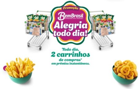 A Promoção Bem Brasil Alegria Todo Dia está trazendo uma onda de alegria com prêmios diários e oportunidades imperdíveis! Ao adquirir produtos Bem Brasil entre 01/08/2024 e 29/10/2024, você pode ganhar cartões-presente de R$500 todos os dias e ainda concorrer a dois carrinhos de compras recheados com produtos da marca. Participar é simples: faça suas compras, registre sua nota fiscal no site da promoção e você estará concorrendo. Aproveite para turbinar suas chances com dicas exclusivas e acompanhe os resultados diretamente no site. Não perca essa chance de transformar suas compras em grandes recompensas!