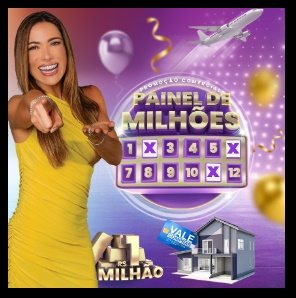 Imagem promocional do Painel de Milhões Tele Sena SBT 2024, apresentando a apresentadora Patricia Abravanel, barras de ouro e detalhes da promoção, como a chance de ganhar 1 milhão de reais.