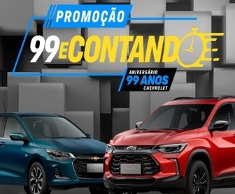 Imagem promocional da Chevrolet comemorando 99 anos no Brasil, destacando a promoção 