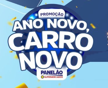 Imagem promocional da Promoção Fim de Ano 2024 dos Supermercados Panelão, destacando seis carros Hyundai HB20 0km como prêmios e informando sobre a participação por meio de compras a partir de R$ 50 nas lojas participantes.