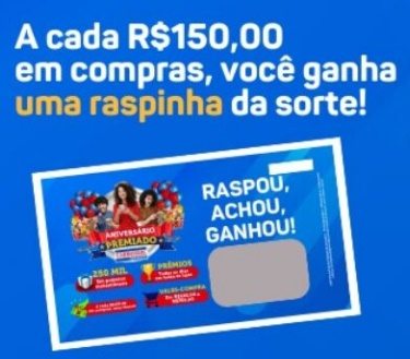 Banner da promoção 'Aniversário Premiado' dos Supermercados Carrossel, destacando a chance de ganhar prêmios de até R$ 300 mil em vales-compra ao realizar compras nas lojas.