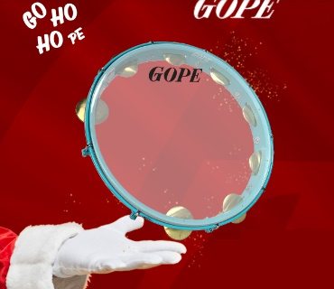 Imagem ilustrando a promoção Natal GOPE 2024, destacando instrumentos musicais como pandeiros, rebolos e tamborins da marca GOPE, disponíveis para os ganhadores ao cadastrar suas notas fiscais no site oficial.