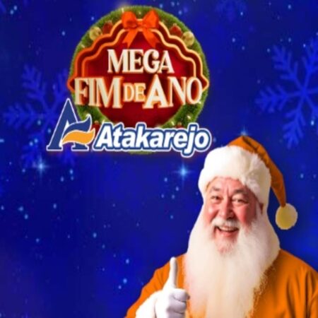 Imagem promovendo a Mega Promoção de Fim de Ano do Atakarejo, com destaque para prêmios de até 1 milhão de reais, incluindo cartões de R$ 50.000 e vales-compras de R$ 500,00.