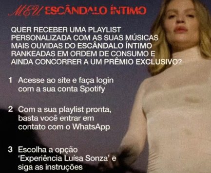 Banner promocional da Sony Music em parceria com Luísa Sonza, destacando a promoção 