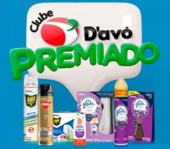 Imagem promocional da campanha “Clube Premiado Raid, Baygon, Off e Glade” do D’avó Supermercados, exibindo informações sobre como participar e os prêmios de R$ 1.000 em créditos para compras. A imagem destaca as marcas participantes e orienta o consumidor a cadastrar o cupom fiscal para concorrer.