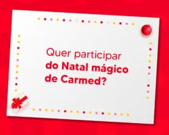 Imagem do Concurso Estrela de Natal Carmed, mostrando um participante desenhando sua estrela de Natal inspirada em um produto Carmed, com prêmios como iPhone, iPad e Nintendo Switch destacados ao fundo.