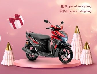 Imagem promocional da campanha de Natal 2024 do Itapecerica Shopping, com destaque para o sorteio de uma moto Yamaha Neo 125 UBS 0km. A imagem exibe a moto ao lado de um banner com detalhes sobre a promoção, como as condições para participar e as datas importantes.