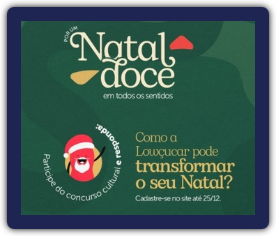 Imagem ilustrativa da promoção da Lowçúcar 2024, destacando a oportunidade de ganhar 1 ano de produtos gratuitos da marca com um concurso cultural de Natal. A imagem transmite a ideia de um Natal saudável e criativo, com os produtos da Lowçúcar sendo os protagonistas da celebração.