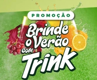 Imagem promocional da campanha Verão Trink 2024, mostrando caixas de som JBL como prêmios e o destaque do valor total de R$184.000,00 em recompensas. A imagem inclui a chamada 'Compre Trink, Cadastre e Concorra', com detalhes sobre o site oficial e as regras de participação.