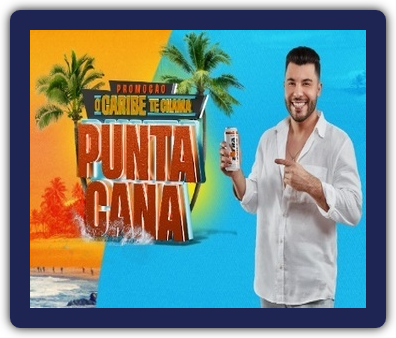 Imagem promocional da campanha 'O Caribe Te Chama Punta Cana' da Extra Power, destacando prêmios como uma viagem ao Caribe, vale-compras instantâneos e produtos tecnológicos, acompanhada do logotipo da marca e do slogan da promoção.