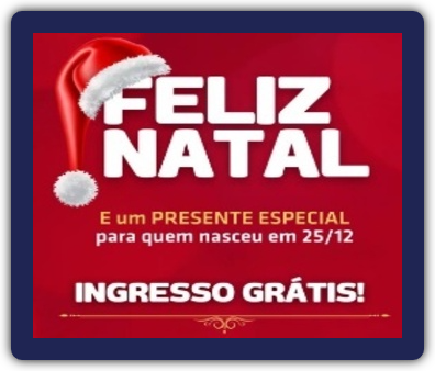 Imagem promocional da campanha da Cinesystem: "Aniversariantes do Natal ganham ingresso grátis". A arte apresenta um fundo temático natalino, com elementos como luzes e decoração de Natal, além do texto que destaca o benefício exclusivo para nascidos no dia 25 de dezembro.