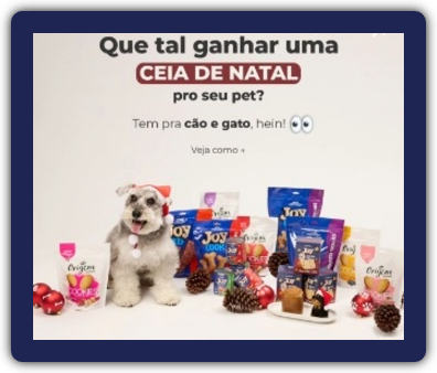 Imagem promocional da Cobasi, destacando a Promoção Seguidor Premiado, com destaque para kits de Natal para pets, contendo produtos como petiscos e ração úmida, destinados a cães e gatos. A promoção convida os seguidores a participarem no Instagram, comentando e marcando amigos para concorrer aos prêmios.