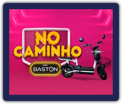 Imagem promocional da campanha "No Caminho com Baston", mostrando duas scooters elétricas em destaque, acompanhadas do logotipo da Baston e informações sobre como participar da promoção.