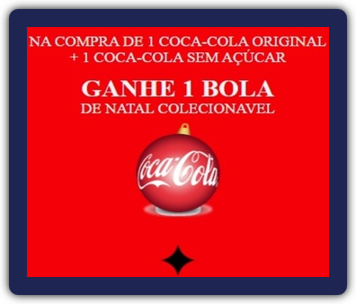 Imagem promocional da campanha "Natal Mágico Coca-Cola 2024", destacando bolas de Natal colecionáveis com o logotipo da Coca-Cola, rodeadas por elementos decorativos natalinos como pinheiros, luzes e presentes