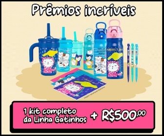 Imagem promocional da Maxprint com três gatinhos de pijama como mascotes. Cada gatinho possui características distintas e está acompanhado de elementos coloridos que remetem à criatividade e diversão. O texto na imagem destaca a campanha para escolha dos nomes dos gatinhos, incentivando a participação no Instagram com prêmios para as melhores sugestões.