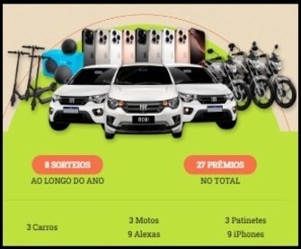 Imagem da Promoção União Solidária 2025, com destaque para os prêmios que podem ser conquistados, como carros, iPhones e motos. A imagem transmite a ideia de uma ação filantrópica, promovendo a solidariedade enquanto oferece aos participantes a chance de ganhar prêmios incríveis.