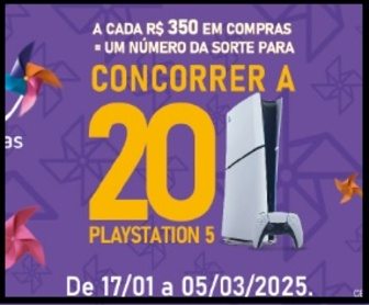 Imagem promocional do Shopping Interlagos 2025 destacando a campanha de sorteio de um Playstation 5 (PS5) com informações sobre como participar e as datas da promoção.