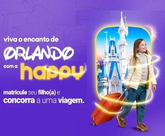 Imagem de uma família se divertindo em Orlando, com uma vista do Magic Kingdom e Universal Studios ao fundo, representando a viagem para Orlando que pode ser ganhada na promoção Você Mais Happy em Orlando.