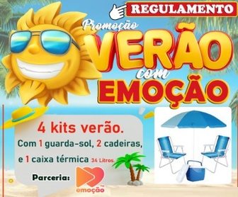 Imagem promocional da Rádio Emoção FM, destacando a promoção 