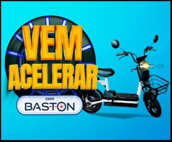 Imagem promocional da Baston 2025, destacando o prêmio principal: uma scooter elétrica moderna e ecológica, com detalhes visíveis dos produtos participantes e um call-to-action para cadastrar cupons fiscais.