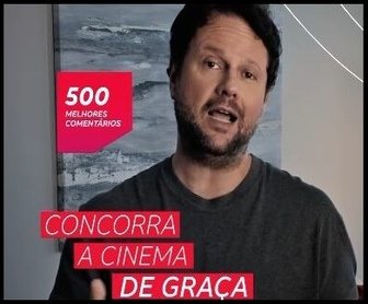 Imagem promocional da campanha Cinema com Bradesco, mostrando o ator Selton Mello e a logo do Bradesco. A imagem destaca a promoção que oferece 500 ingressos para a Rede Cinemark. A legenda reforça a oportunidade de ganhar ingressos de cinema gratuitos ao participar da ação no Instagram.