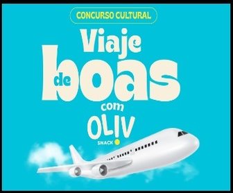 Arte promocional do concurso cultural “Viaje de Boas com Oliv” da Oliv Snacks, destacando prêmios como uma viagem nacional, 1 ano de snacks grátis e cesta de produtos Vale Fértil, com instruções de participação e datas de inscrição.