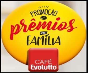 Imagem promocional da campanha “Prêmios em Família Café Evolutto 2024”, destacando prêmios como carros 0km, kits de cozinha Consul e vale-brindes instantâneos. Apresenta também produtos da marca Evolutto e informações sobre como participar da promoção.