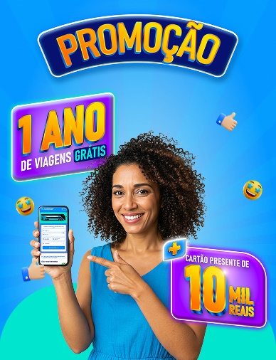 Imagem promocional da campanha da Viação Águia Branca, destacando a chance de ganhar um cartão pré-pago de até R$10.000 e até 1 ano de viagens gratuitas por todo o Brasil. A arte traz elementos visuais como ônibus em movimento, mapa do Brasil e datas da promoção, com chamadas chamativas incentivando o cadastro no site www.aguiabrancapromocao.com.br.