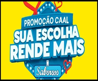 Logo da Promoção Arroz Saboroso 2025 com o slogan "Sua escolha rende mais", em fundo amarelo vibrante com detalhes em azul e corações vermelhos.