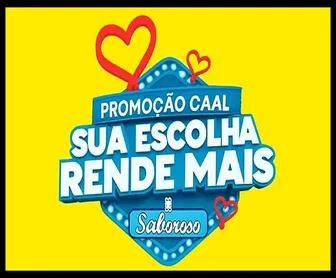 Logo da Promoção Sua Escolha Rende Mais do Arroz Saboroso com corações e fundo amarelo