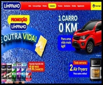 Banner da Promoção Limppano 2025 com sorteios semanais de Air Fryers e sorteio final de um carro zero quilômetro.