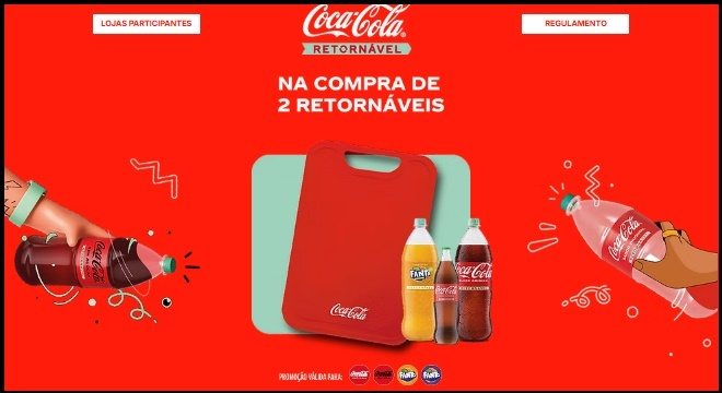 A promoção Compre e Ganhe Tábua Coca-Cola 2025 oferece um brinde instantâneo ao adquirir produtos participantes da Coca-Cola e Fanta. Receba na hora uma tábua exclusiva, válida enquanto durarem os estoques nas lojas participantes de São Paulo, entre 12/08/2025 e 12/09/2025.