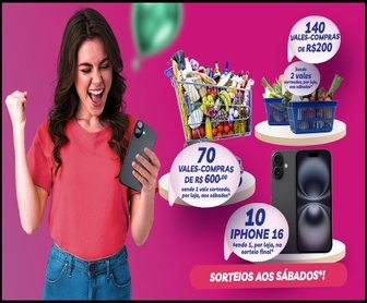 Promoção 54 anos Negreiros Supermercados em São Paulo com iPhones 16 e vales-compras de até R$600