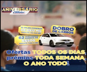 Promoção aniversário condor 2025 supermercados condor concorra a 1 ano de supermercado grátis vales-compras e carros até 02 de novembro de 2025