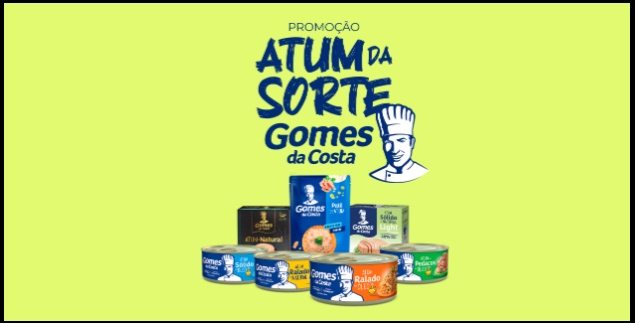 A imagem destaca a promoção Atum da Sorte Gomes da Costa 2025, válida até 12/12/2025, que oferece centenas de prêmios instantâneos pagos via PicPay, sorteios semanais de R$1.500, prêmio extra de R$10 mil e o grande prêmio final de R$50 mil. Para participar, basta comprar 3 produtos Gomes da Costa, cadastrar a nota fiscal no site oficial ou via WhatsApp e receber números da sorte.