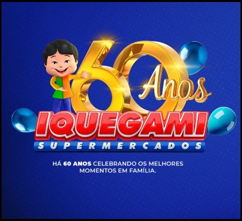 Compre no Iquegami Supermercados e participe da promoção de 60 anos para ganhar prêmios instantâneos, um apartamento e kits solares residenciais.