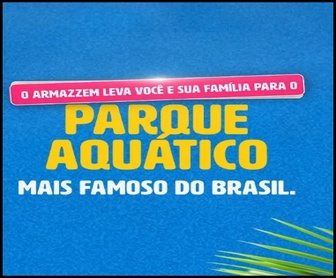 Família feliz se divertindo no parque aquático Beach Park com toboáguas ao fundo, representando a promoção Armazém Mateus com chance de ganhar viagem completa.