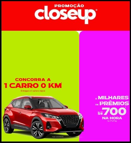 Ganhe um carro 0km e prêmios instantâneos de até R$700 na promoção Chama no Prêmio Closeup! Participe até 30/11/2025.